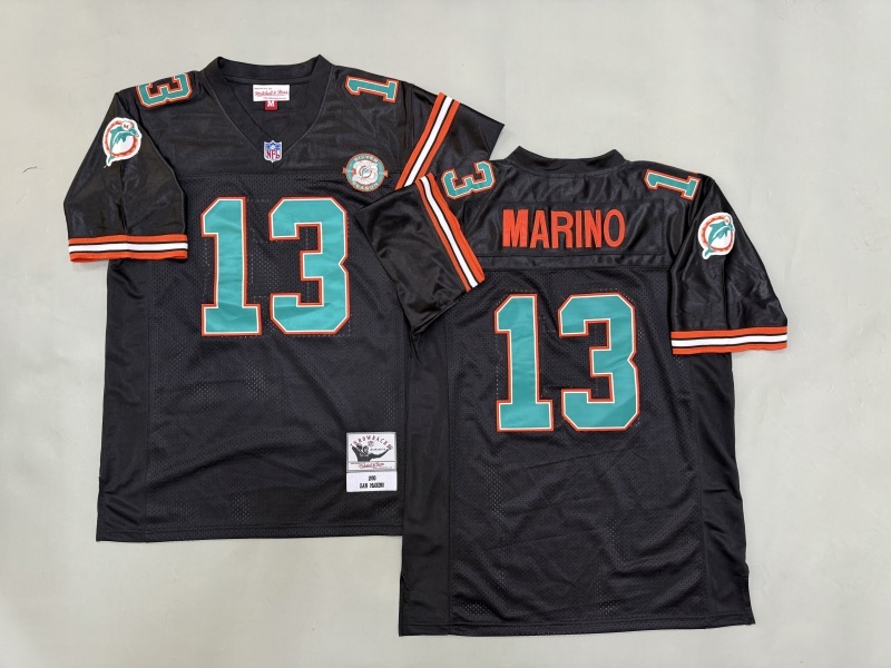 Men 2025 Miami Dolphins #13 Marino black Throwback Limited NFL Jersey style 001